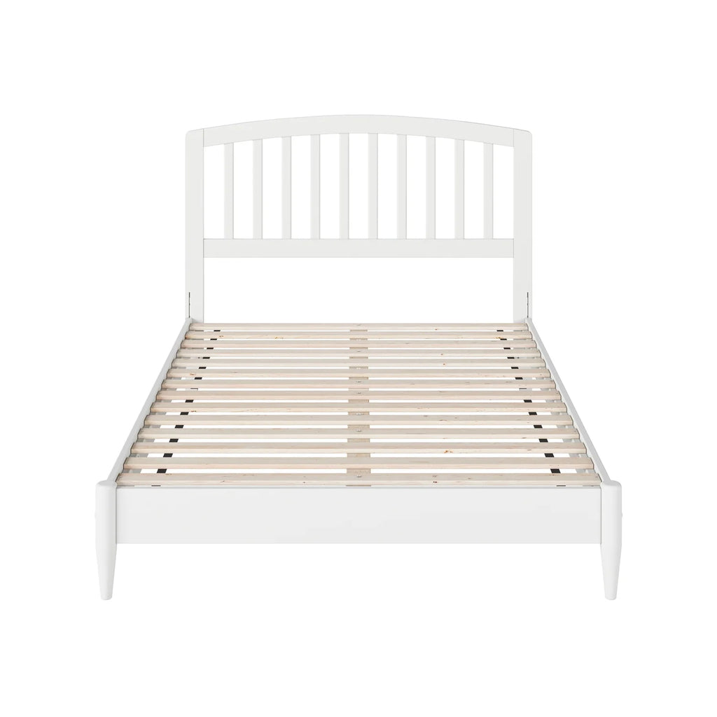 White Full Solid Wood Low Profile Platform Bed Q583