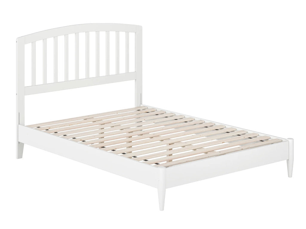 White Full Solid Wood Low Profile Platform Bed Q583